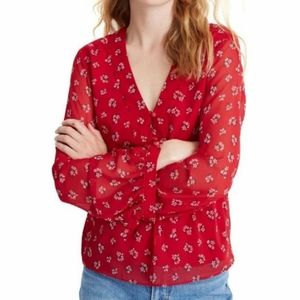 Madewell V-neck Floral Peplum Blouse